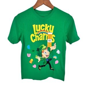 Lucky Charms T-Shirt Kids Large 10-12 Green St Patricks Day Leprechaun Graphic